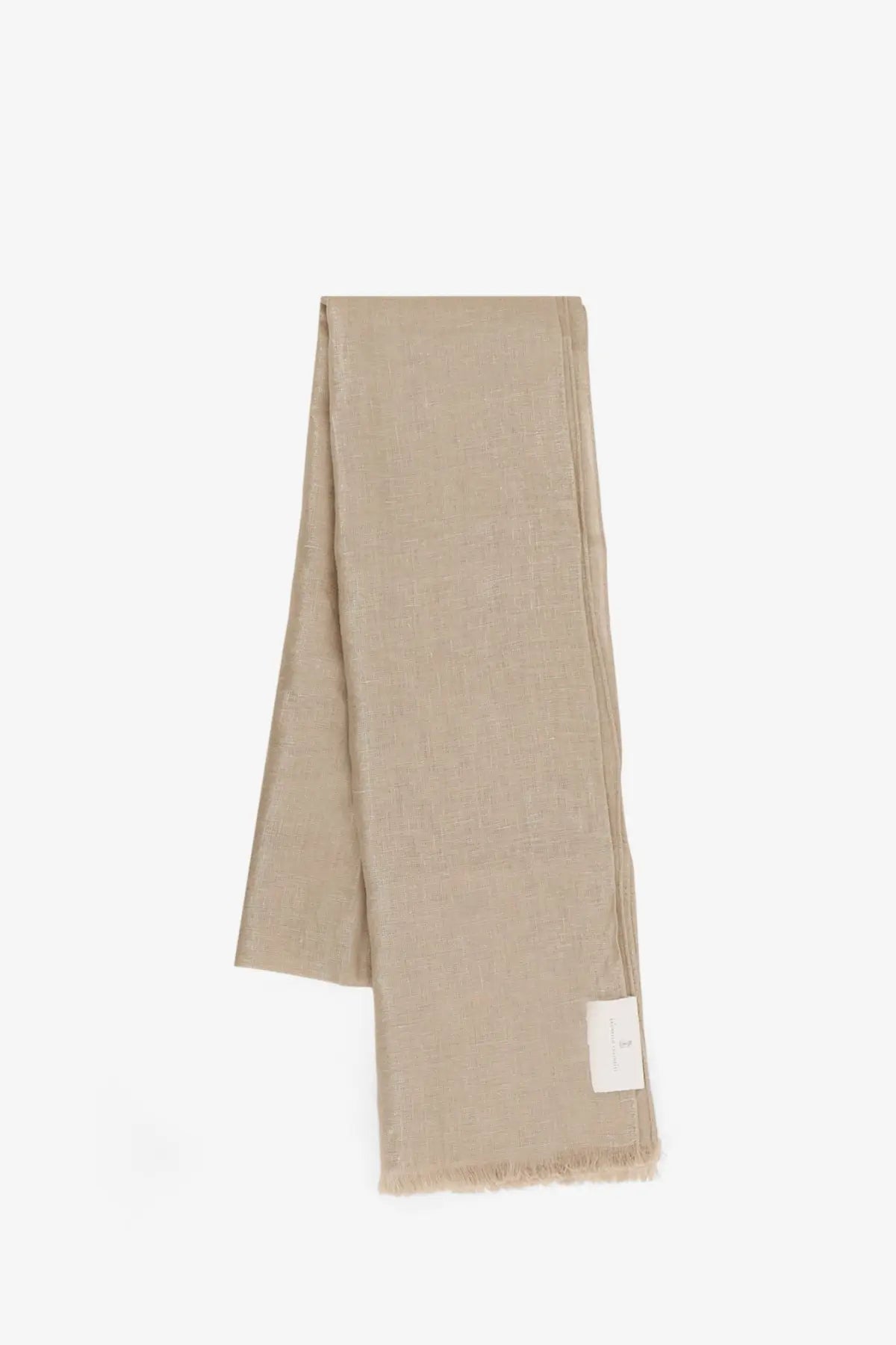 Brunello Cucinelli womens Vanille linen lurex scarf with textured weave