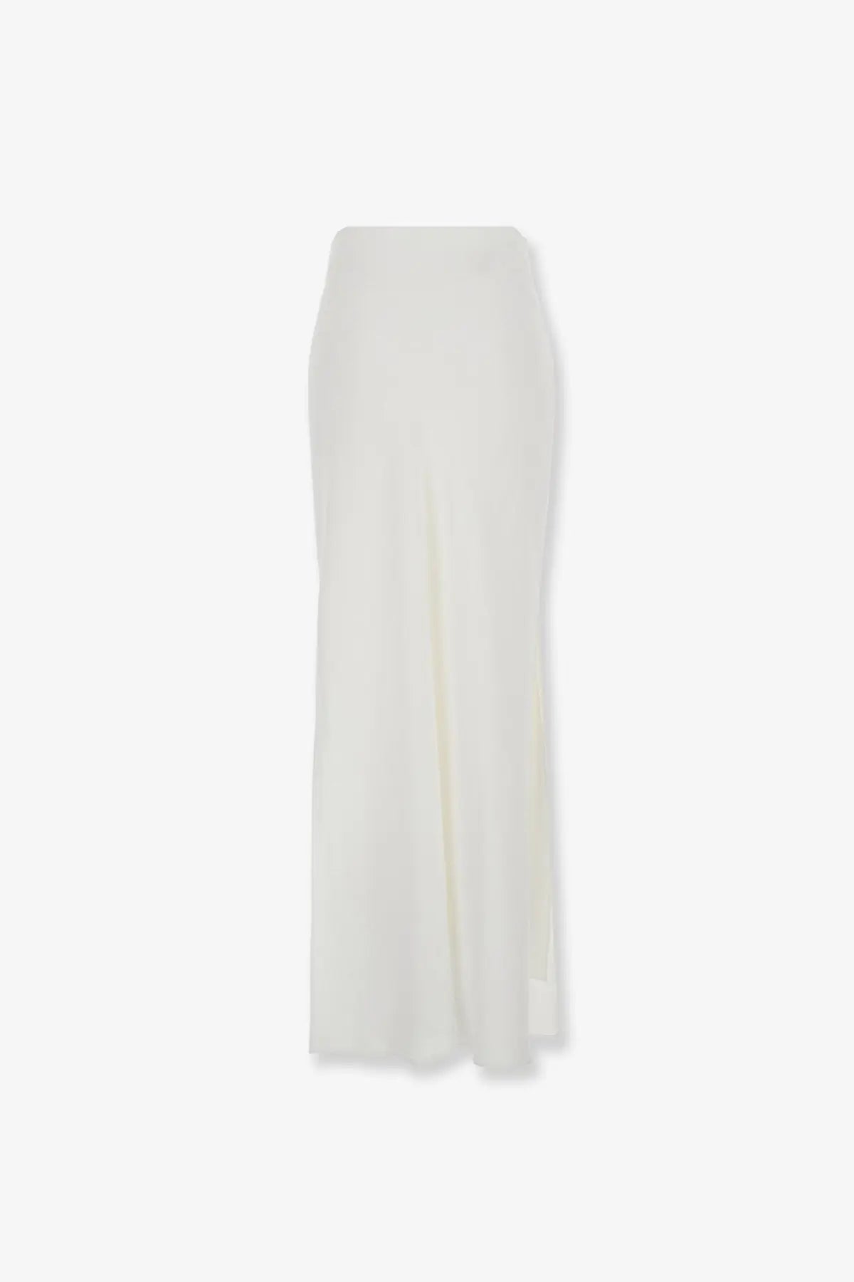 A flowing white silk midi skirt with high waist and side slit from Brunello Cucinelli for women