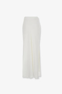 A flowing white silk midi skirt with high waist and side slit from Brunello Cucinelli for women