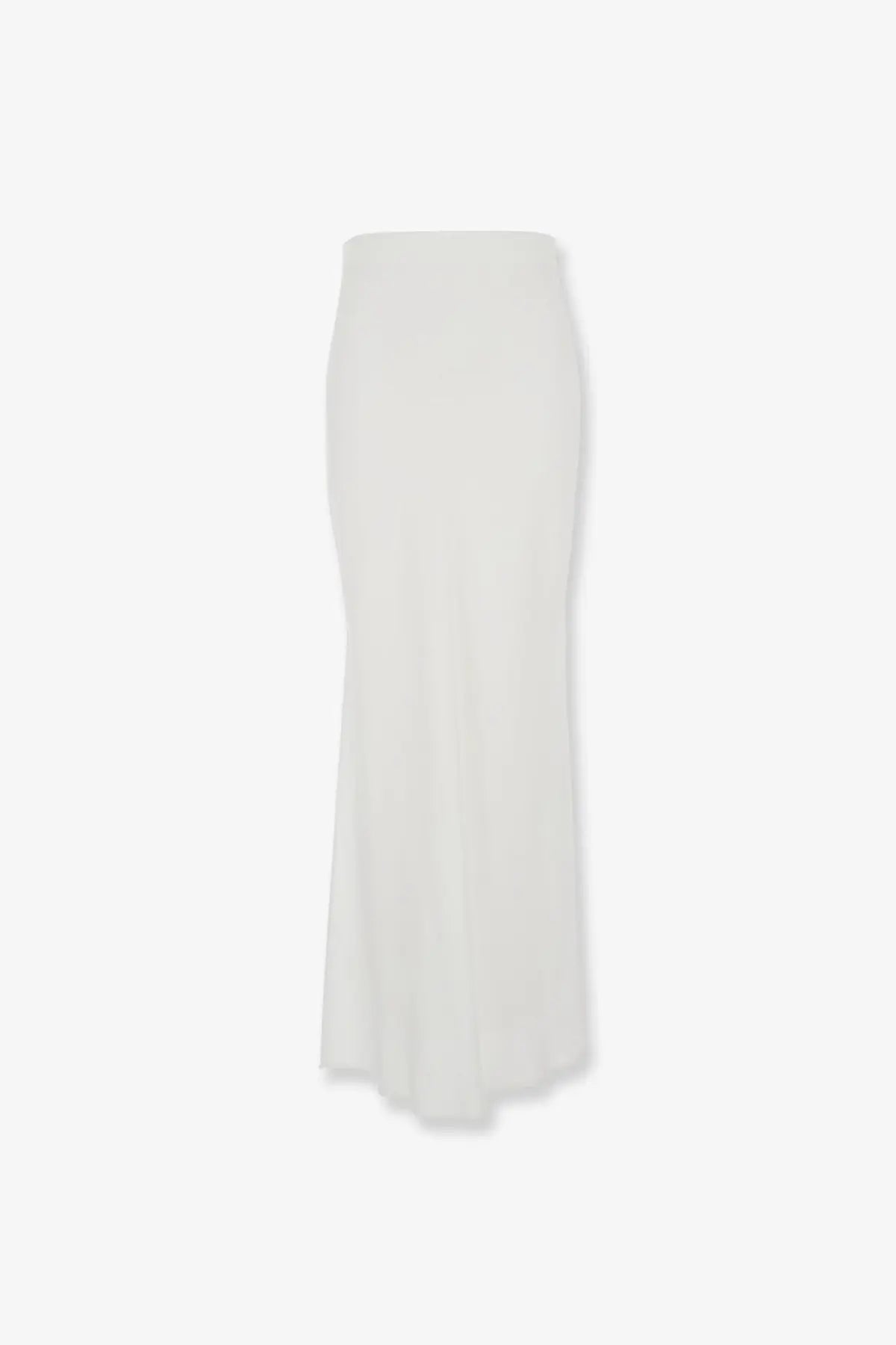 Brunello Cucinelli women’s off-white satin mermaid skirt with smooth fabric flaring from the knee