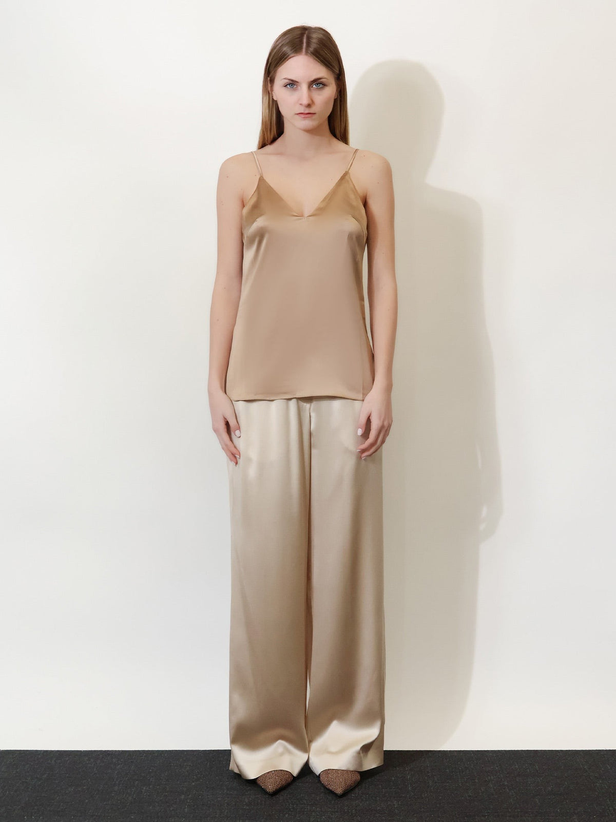 Brunello Cucinelli Women's Stretch Silk Top Brown, view 3
