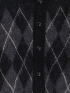 Tonywack Men's Brushed Argyle Alpaca Blend Cardigan Black, view 3
