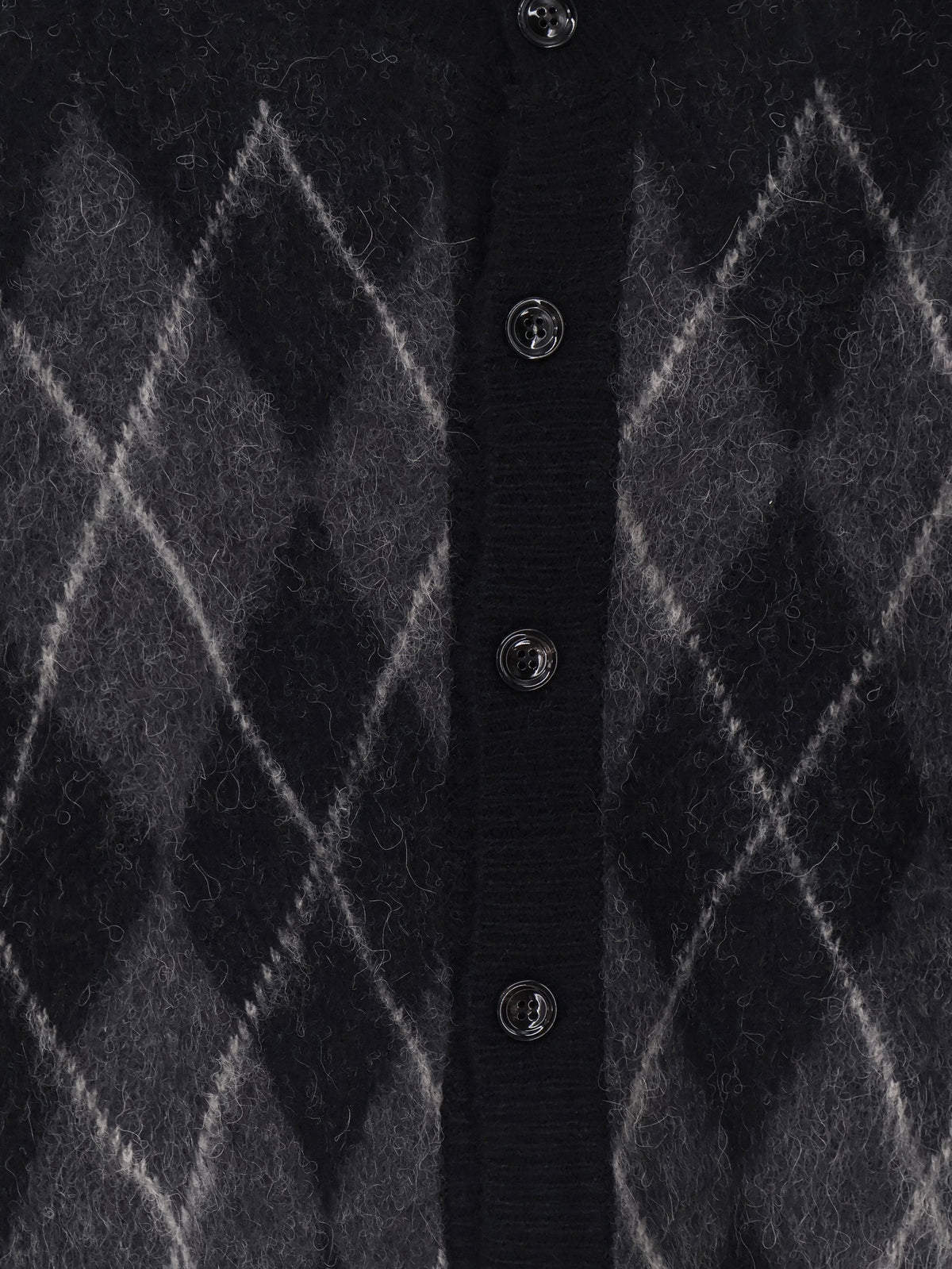 Tonywack Men's Brushed Argyle Alpaca Blend Cardigan Black
