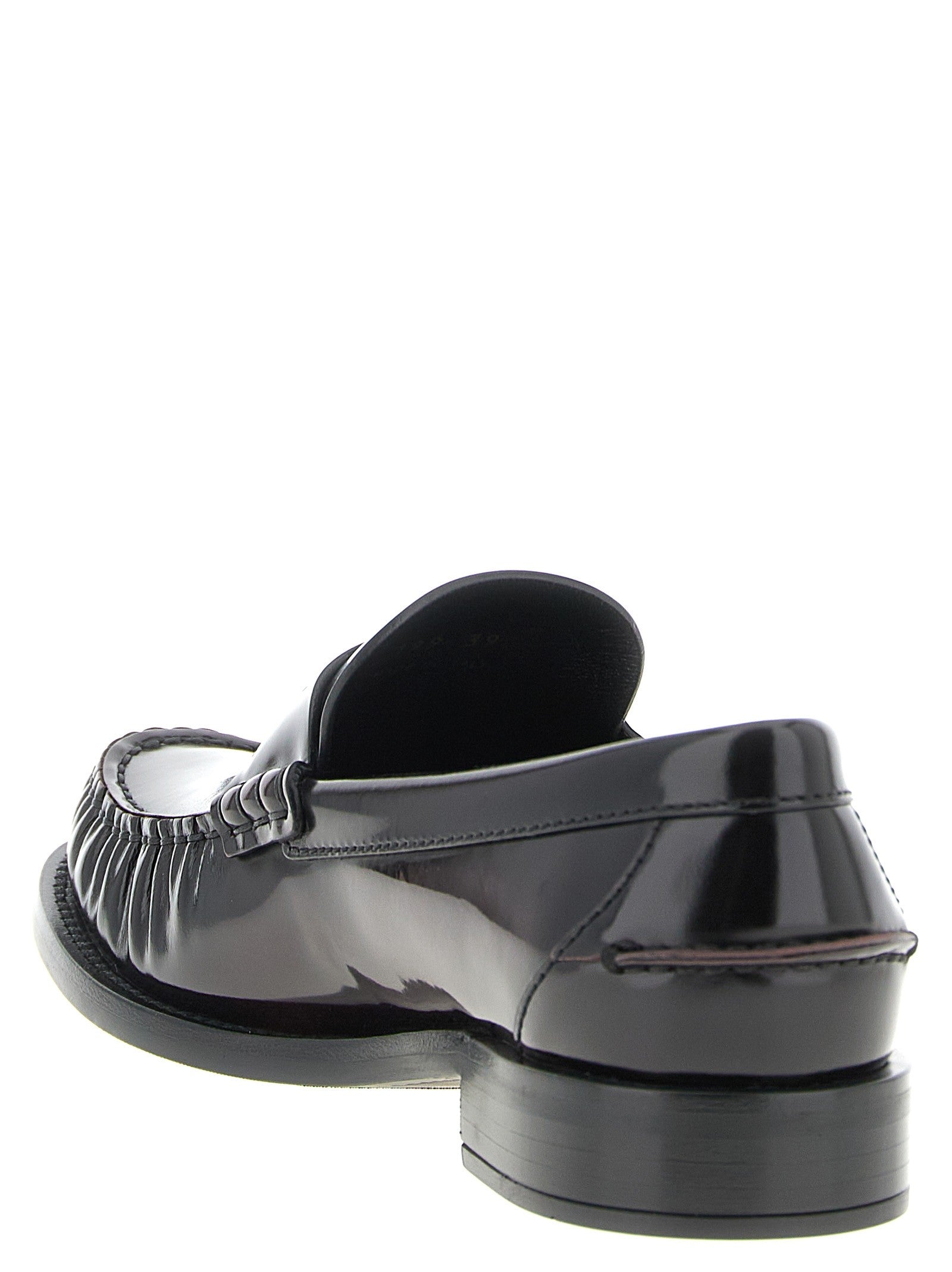 PRADA Brushed Leather Loafers Red