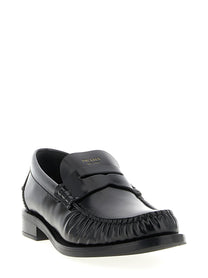 Prada Brushed Leather Loafers Black