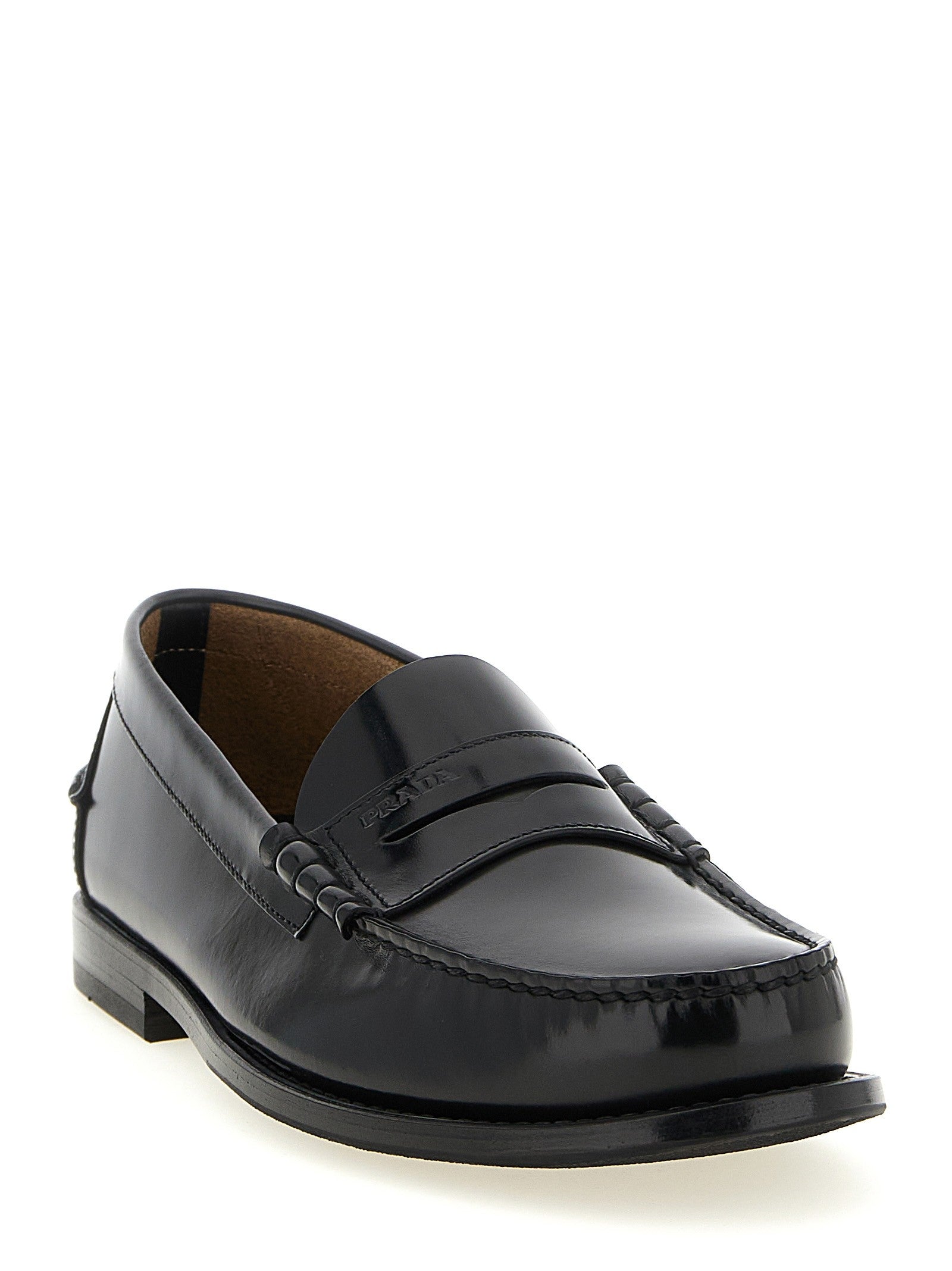 PRADA Brushed Leather Loafers Black