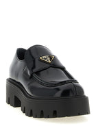 PRADA Brushed Leather Loafers Black, view 2