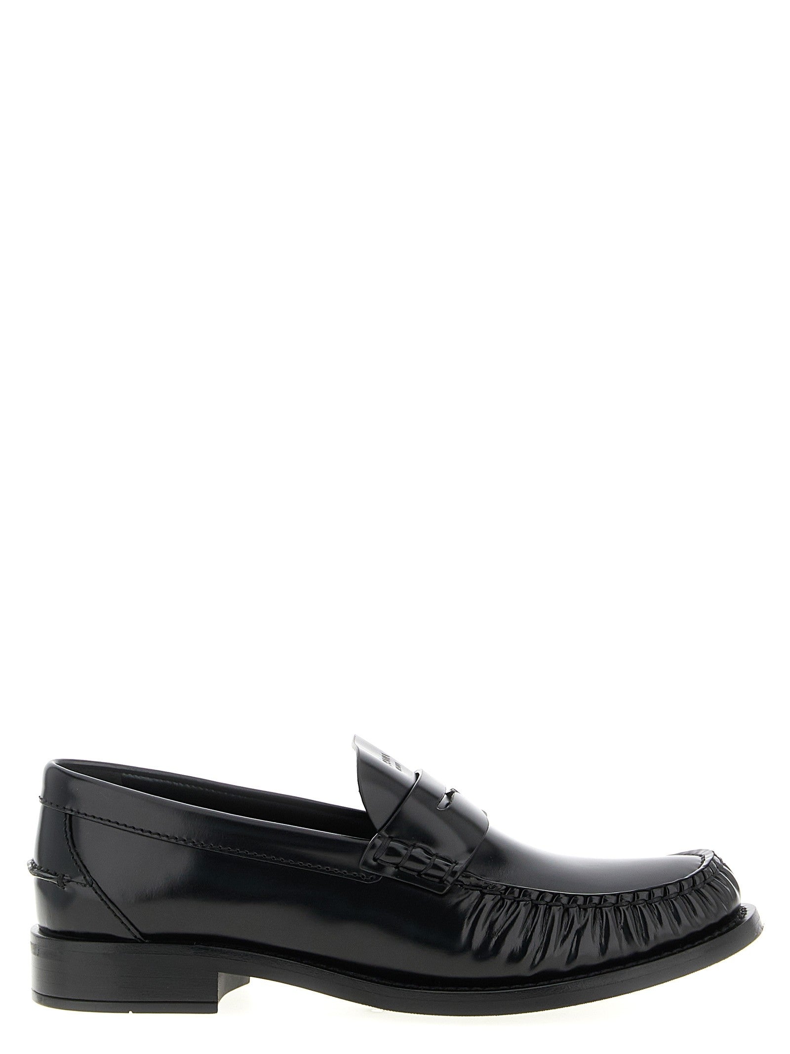 Prada Brushed Leather Loafers Black