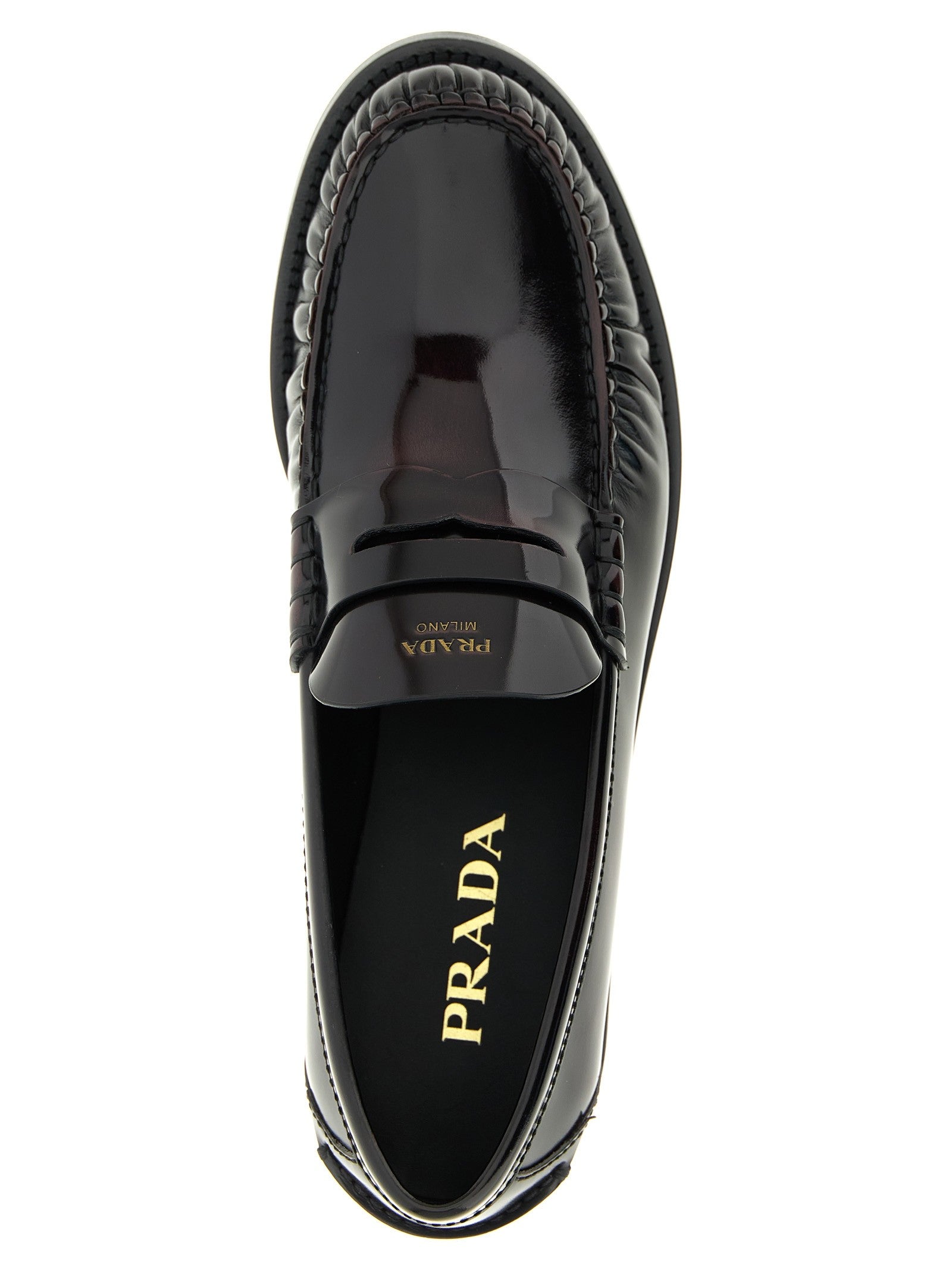 PRADA Brushed Leather Loafers Red