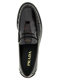 PRADA Brushed Leather Loafers Red