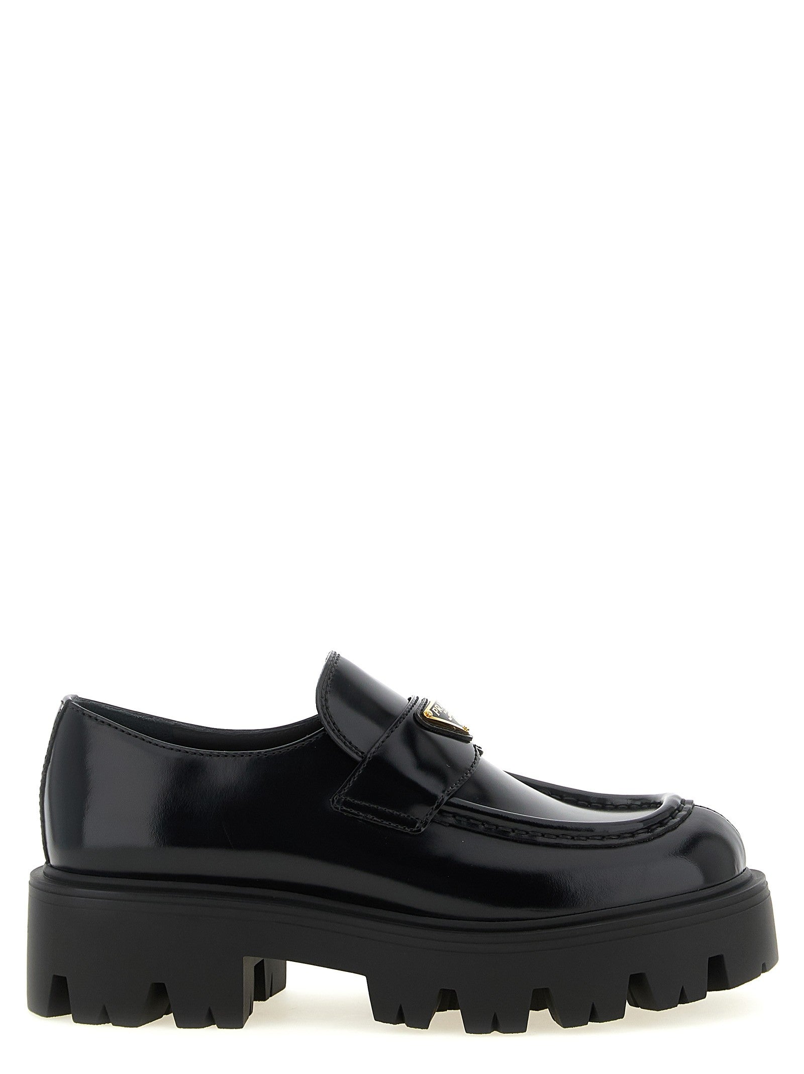 Prada Brushed Leather Loafers Black