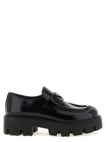 Prada Brushed Leather Loafers Black