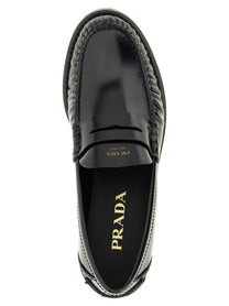 Prada Brushed Leather Loafers Black