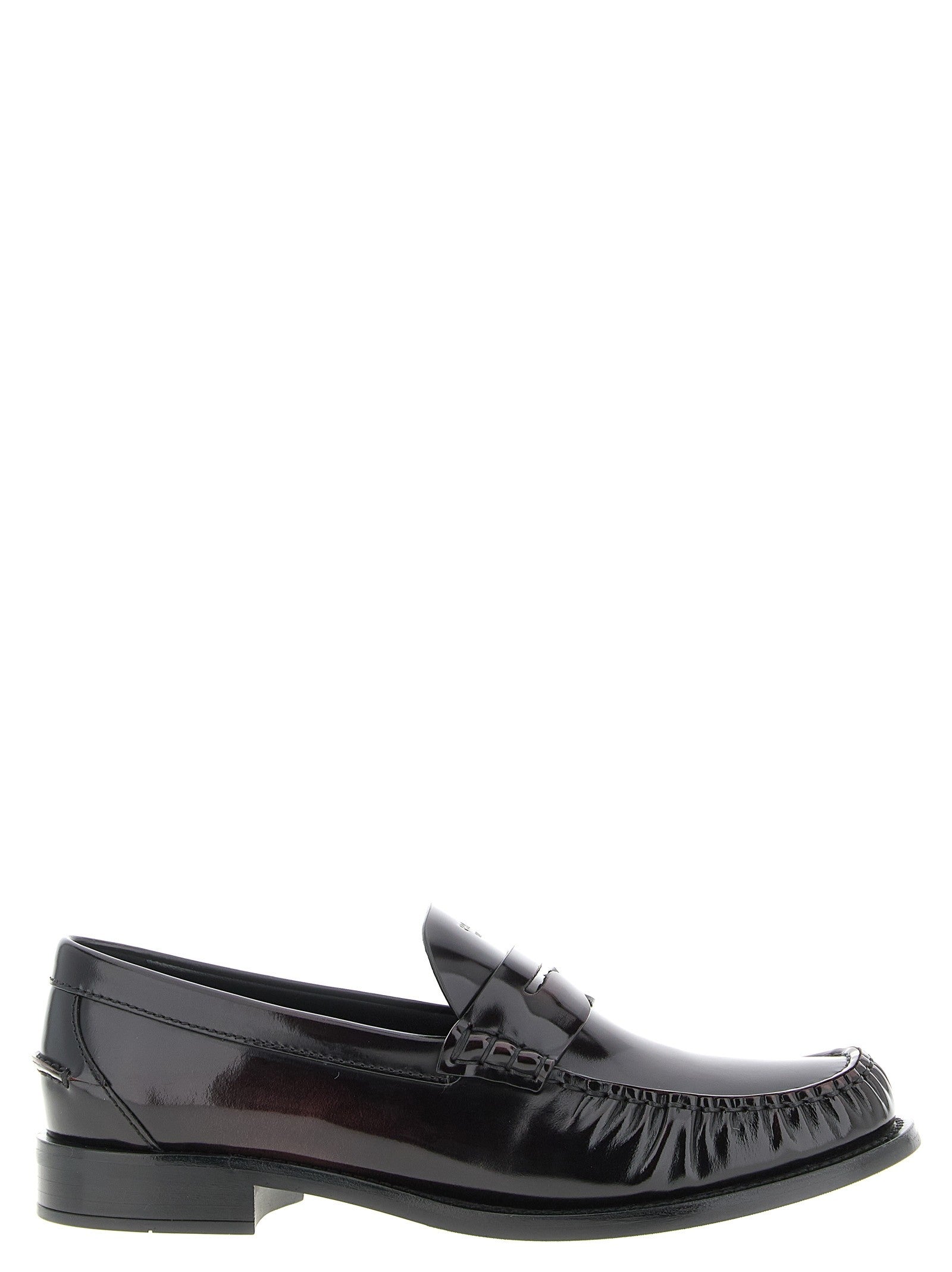 PRADA Brushed Leather Loafers Red