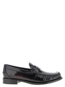 PRADA Brushed Leather Loafers Red