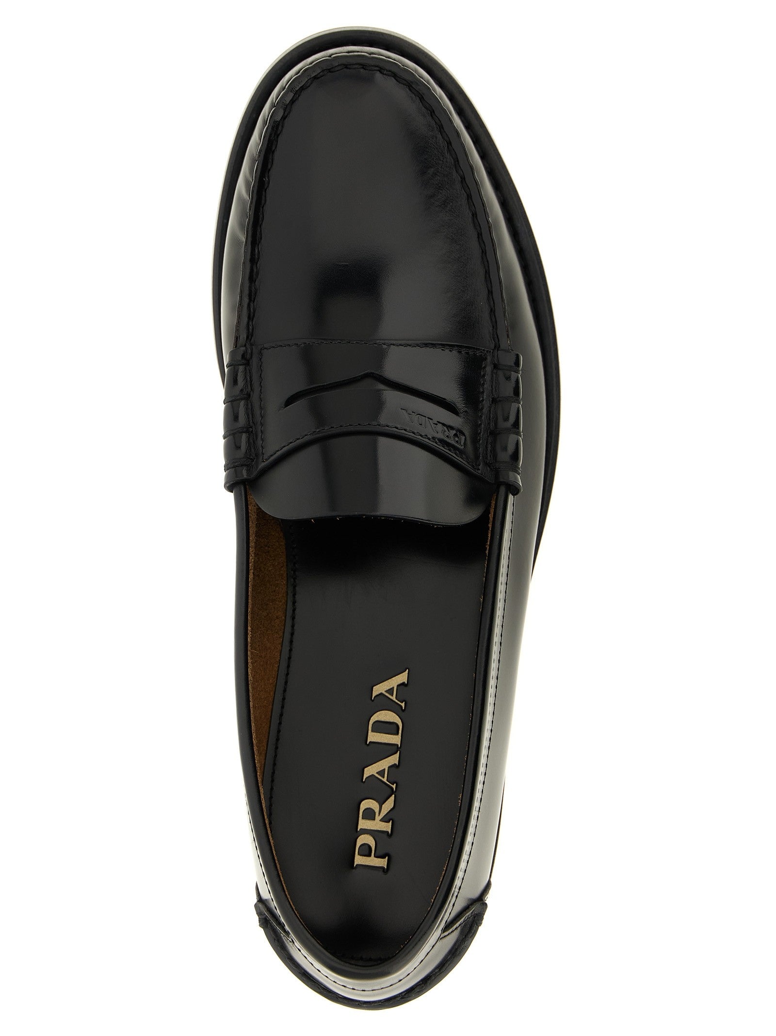 PRADA Brushed Leather Loafers Black