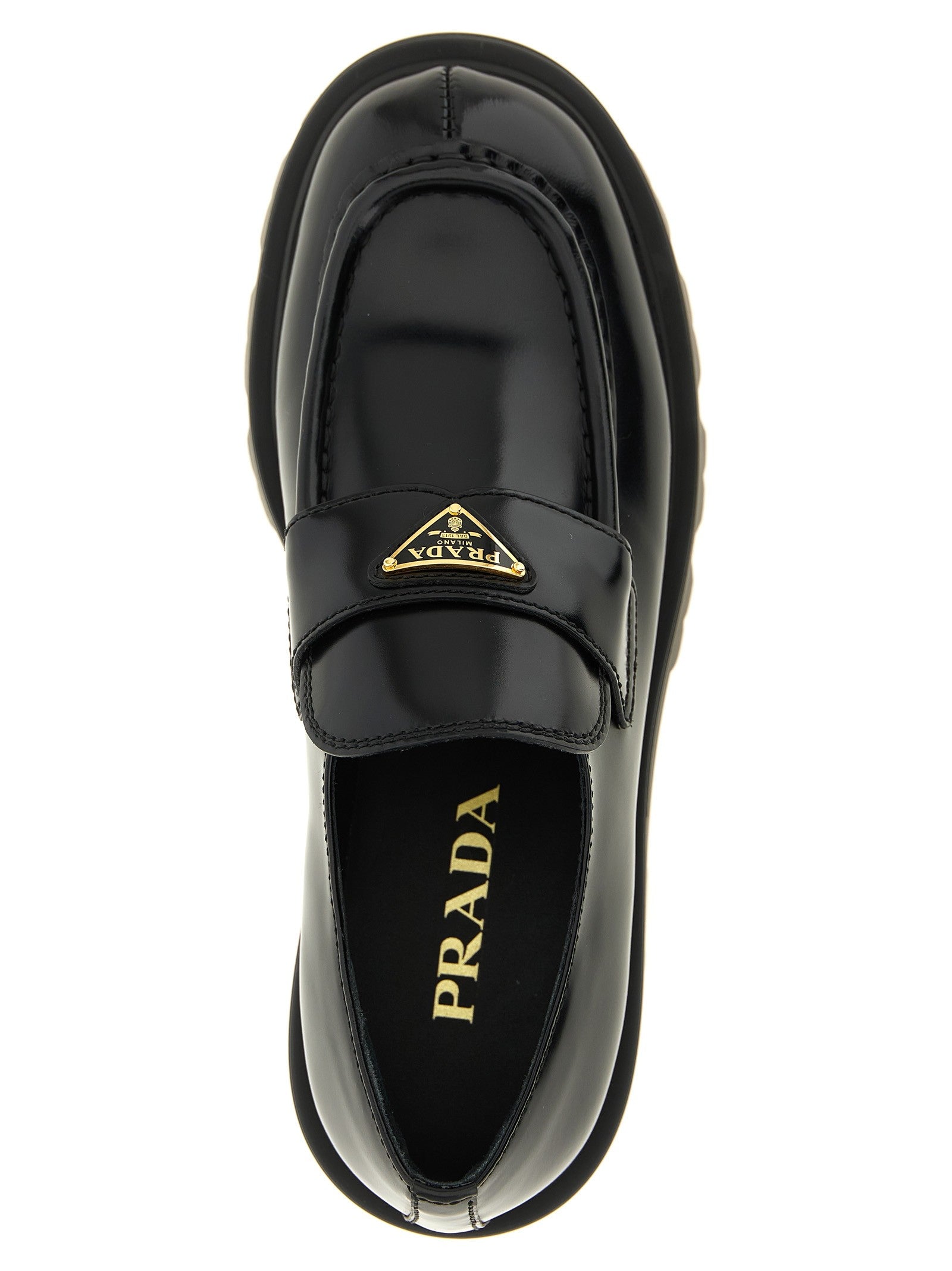 Prada Brushed Leather Loafers Black