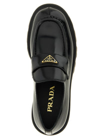 Prada Brushed Leather Loafers Black