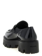 PRADA Brushed Leather Loafers Black, view 3
