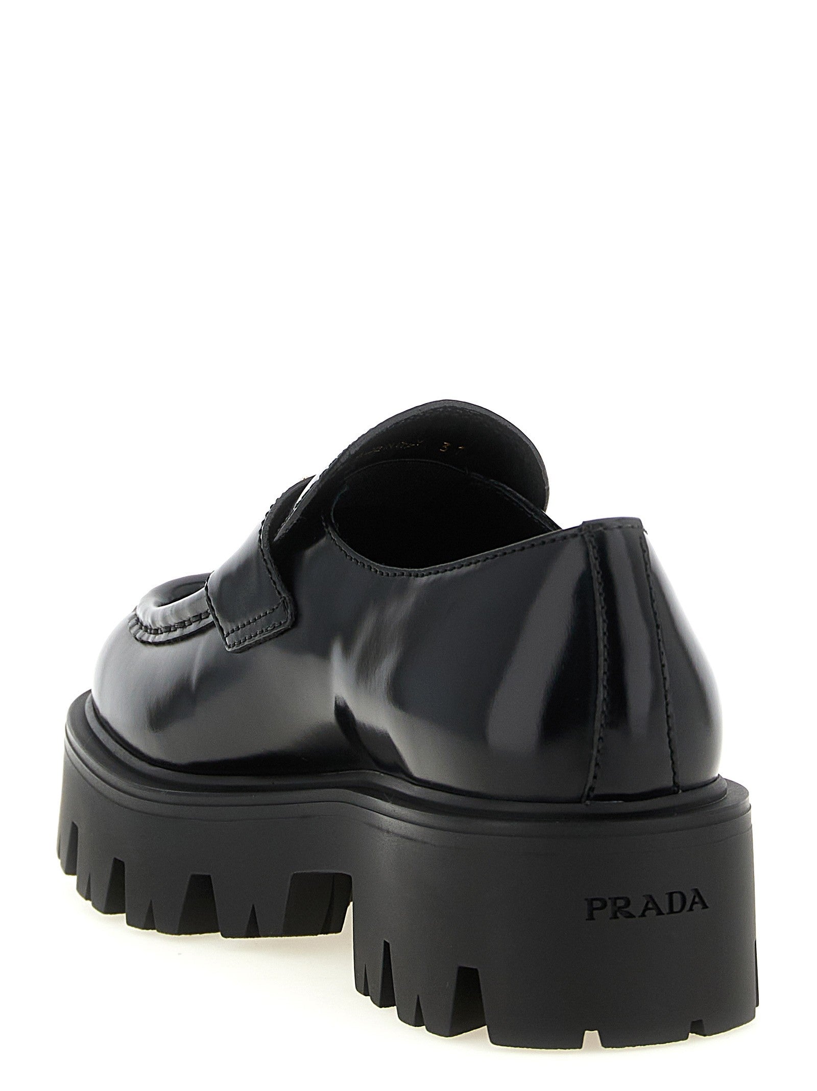 Prada Brushed Leather Loafers Black