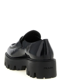Prada Brushed Leather Loafers Black