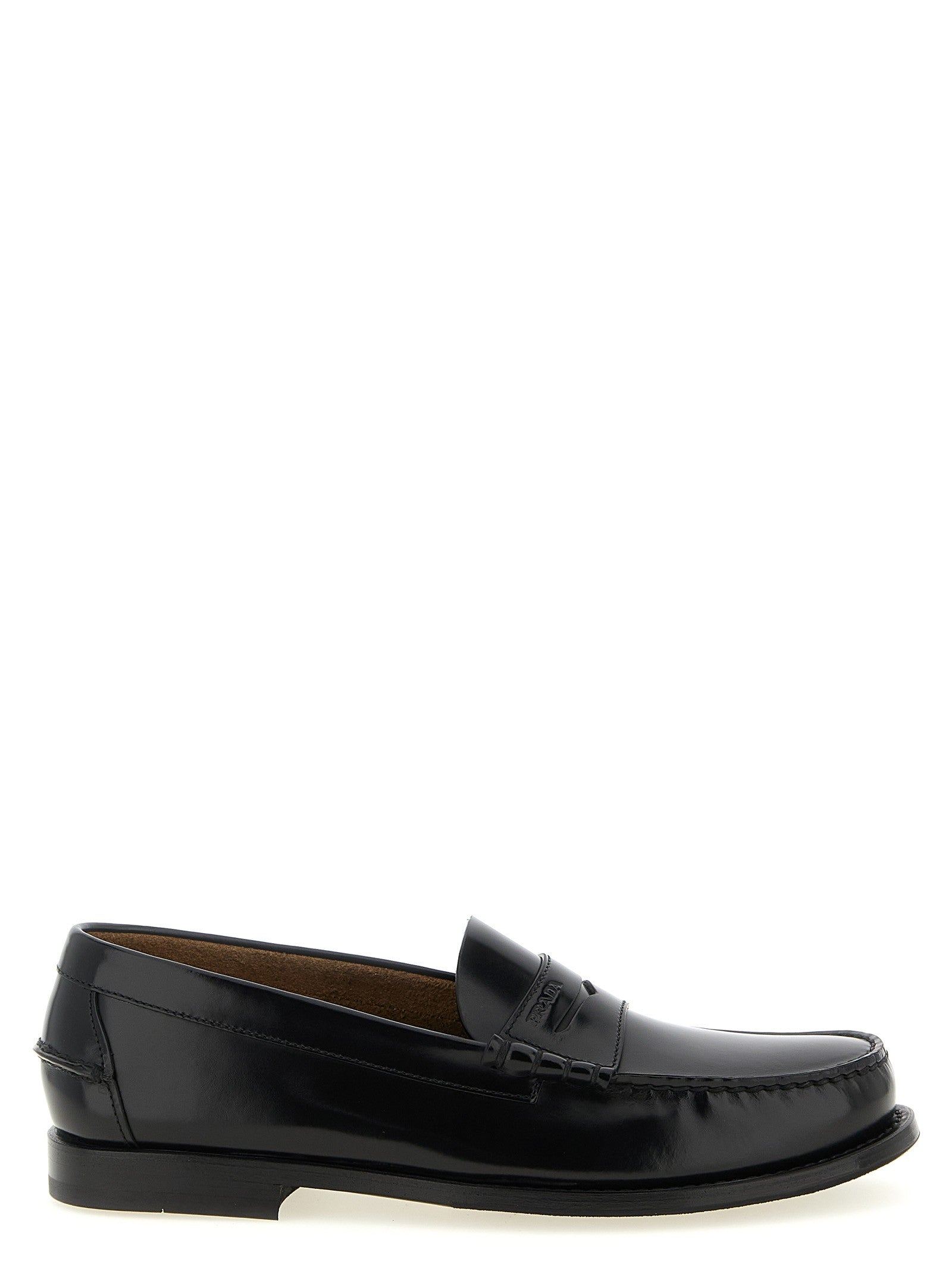 PRADA Brushed Leather Loafers Black