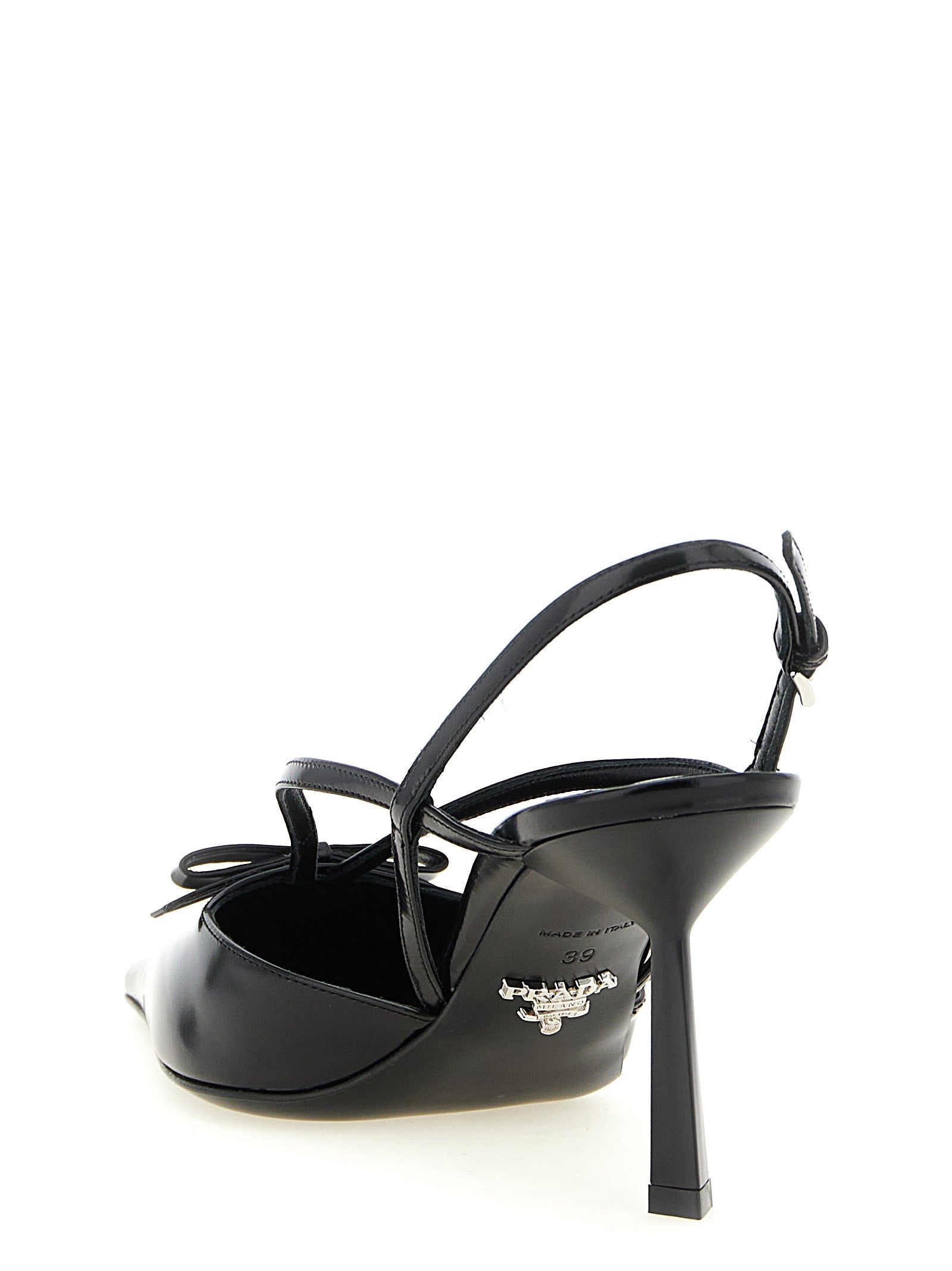 PRADA Brushed Leather Slingback Pumps Black