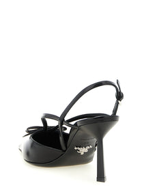PRADA Brushed Leather Slingback Pumps Black