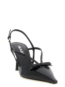 PRADA Brushed Leather Slingback Pumps Black