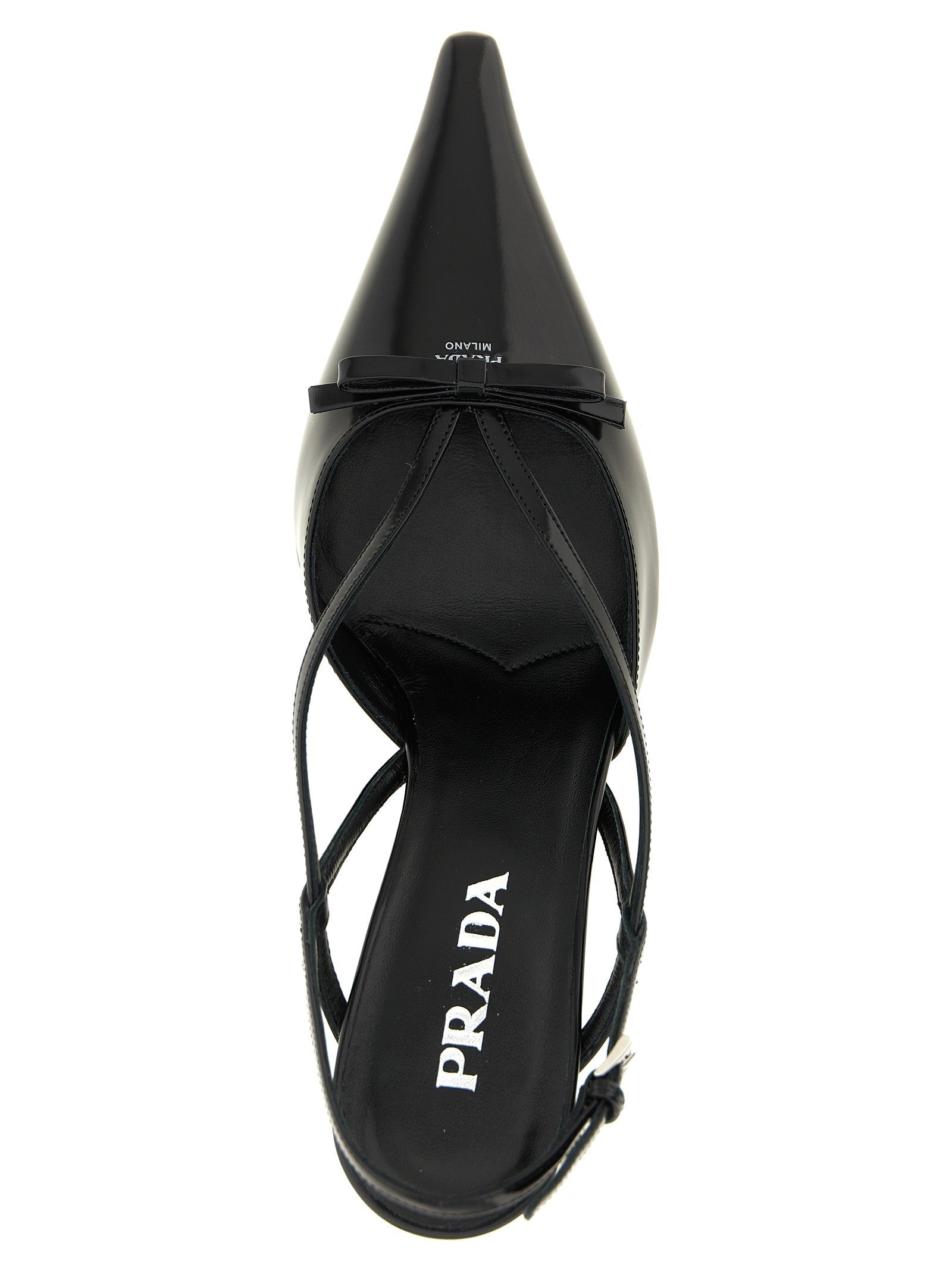PRADA Brushed Leather Slingback Pumps Black