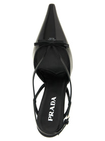 PRADA Brushed Leather Slingback Pumps Black