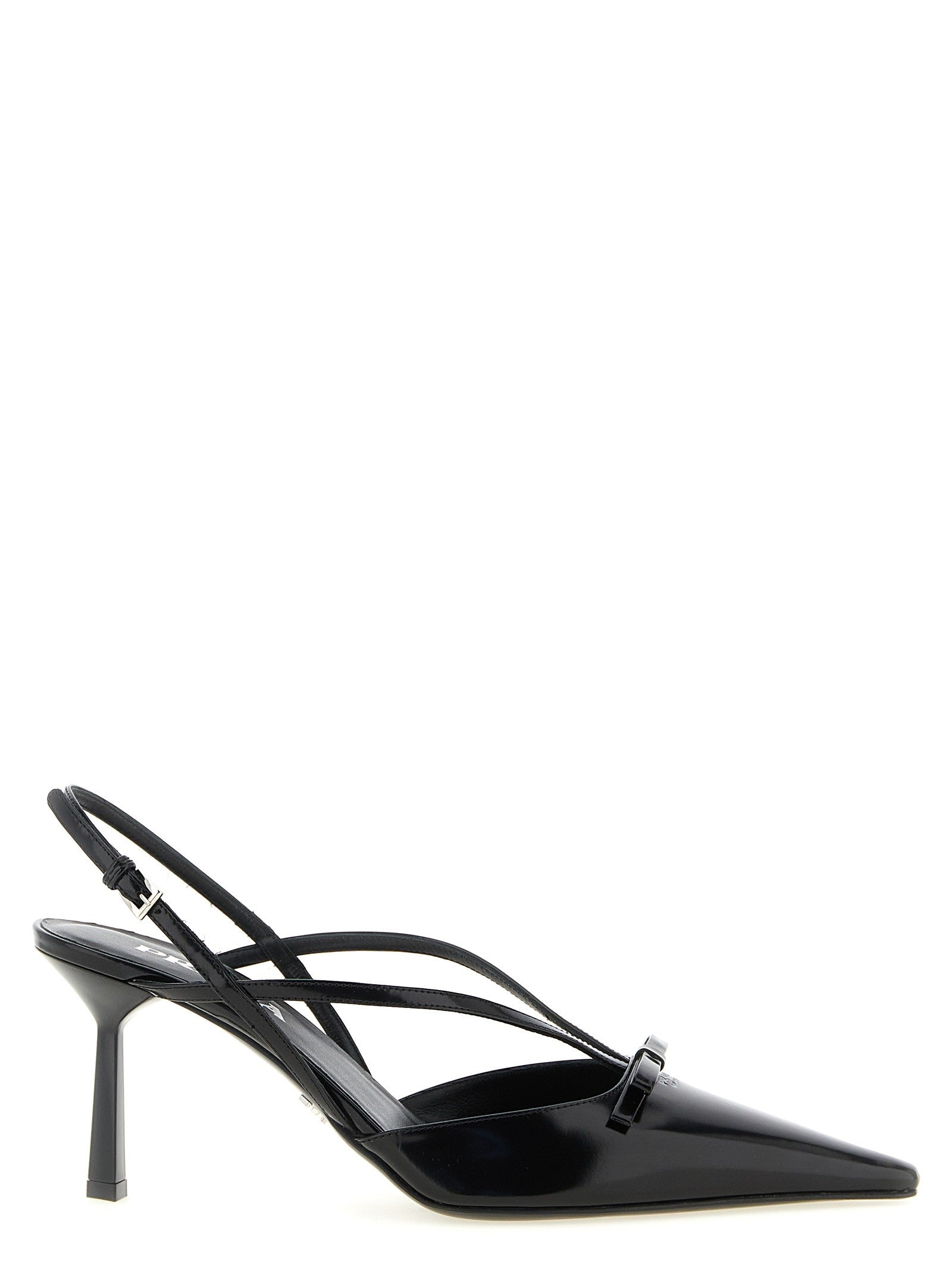 PRADA Brushed Leather Slingback Pumps Black