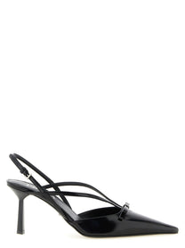 PRADA Brushed Leather Slingback Pumps Black
