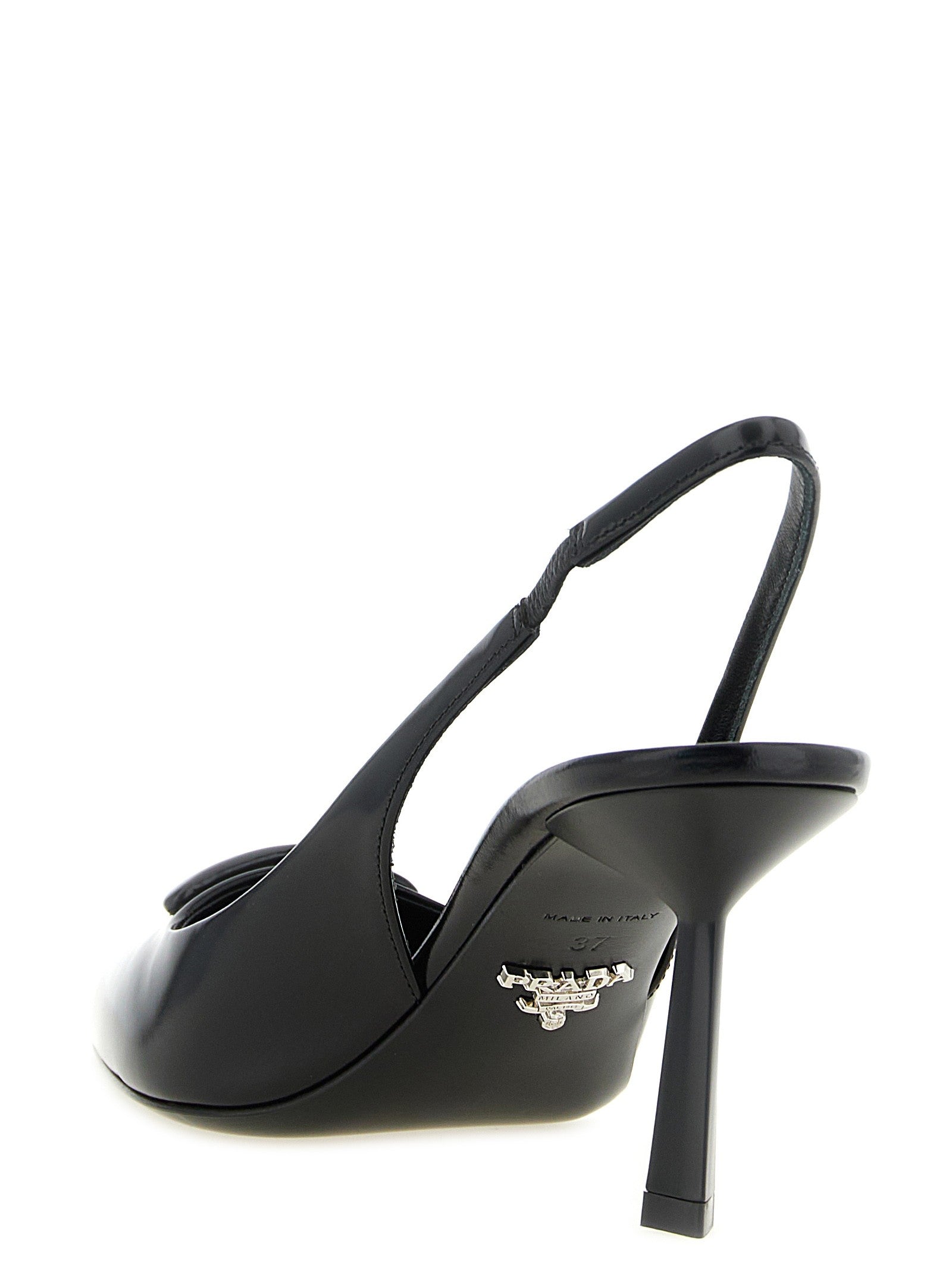 PRADA Brushed Leather Slingback Black