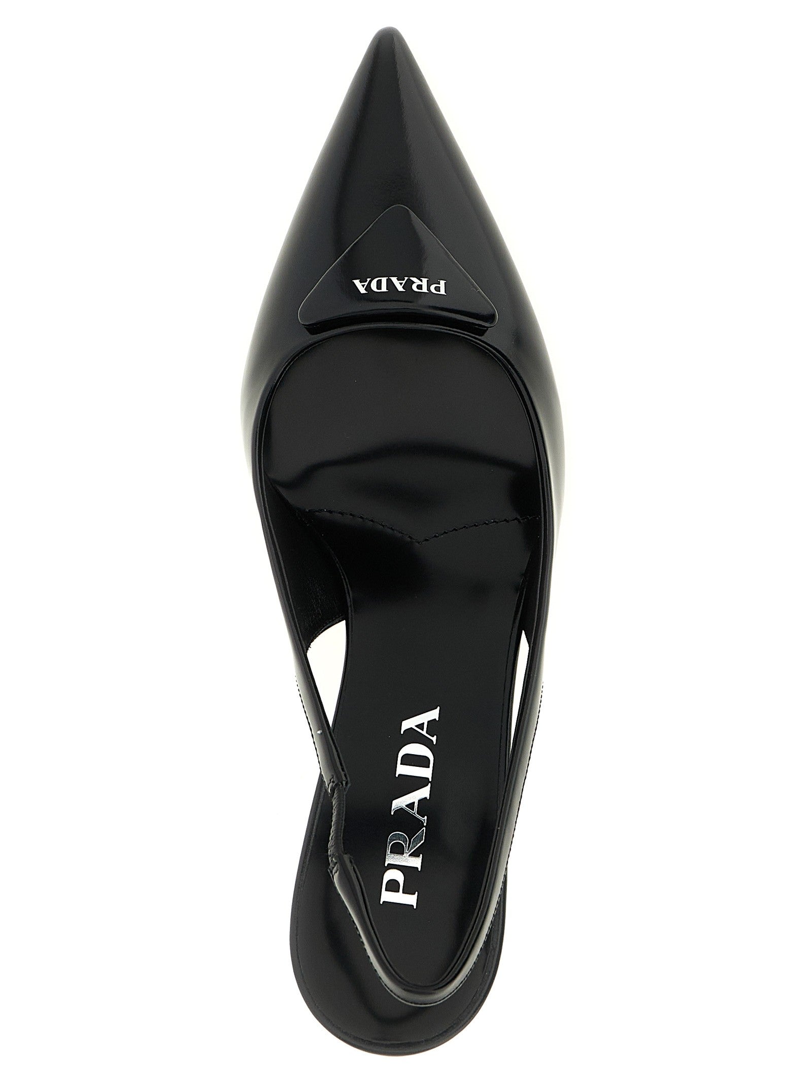 PRADA Brushed Leather Slingback Black
