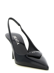 PRADA Brushed Leather Slingback Black