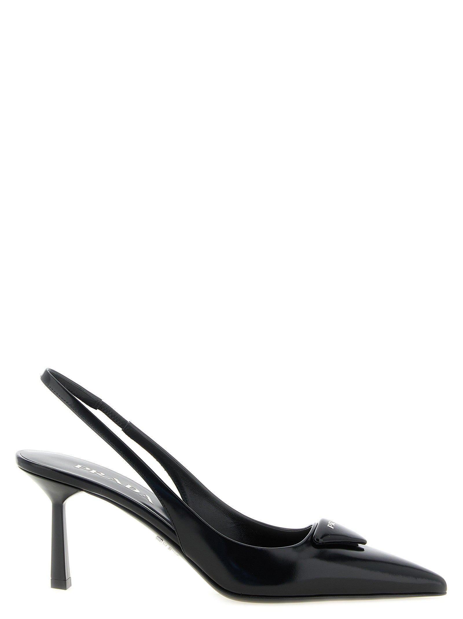 PRADA Brushed Leather Slingback Black