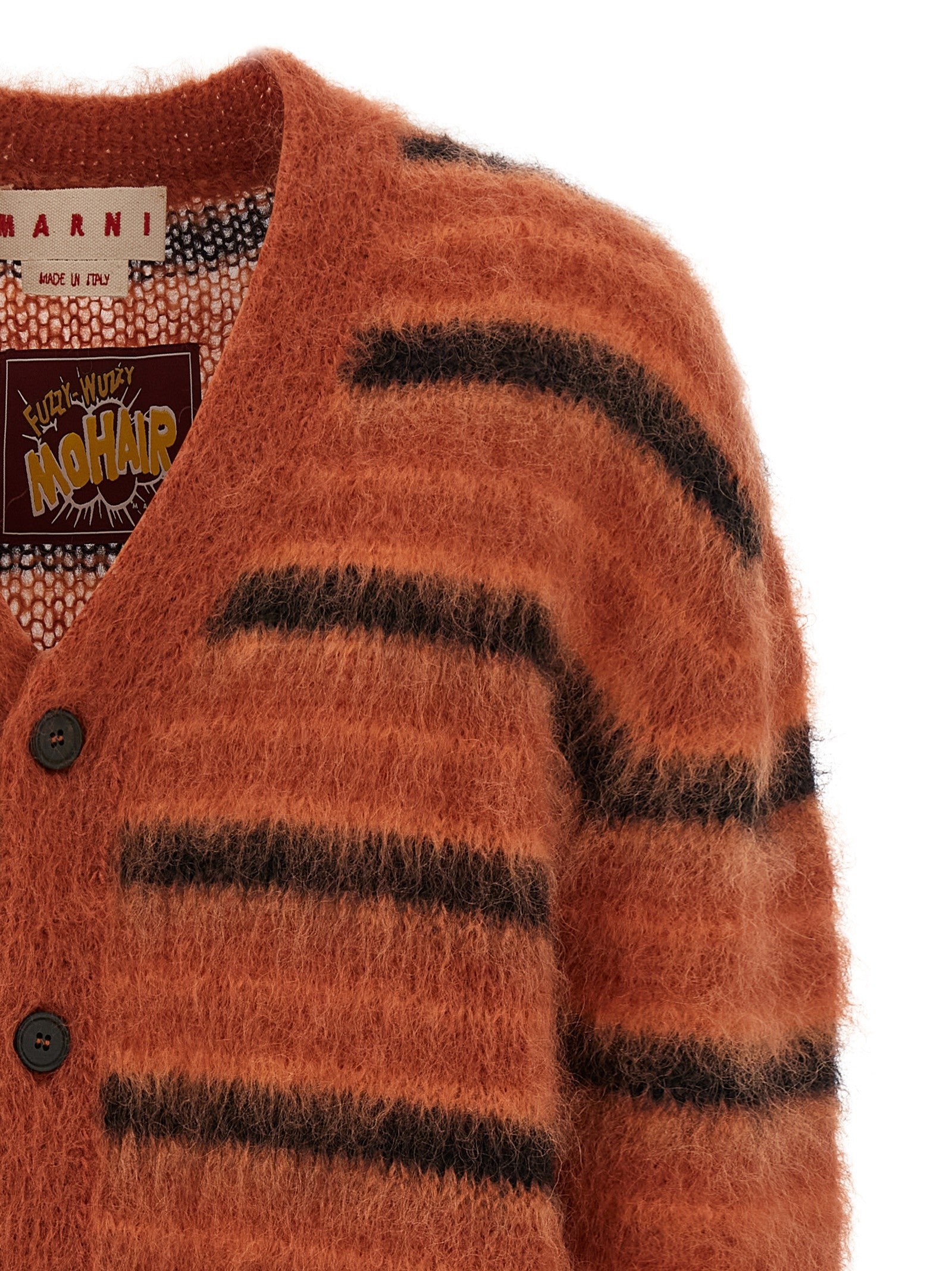 Marni Brushed Striped Cardigan Orange