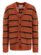 Marni Brushed Striped Cardigan Orange
