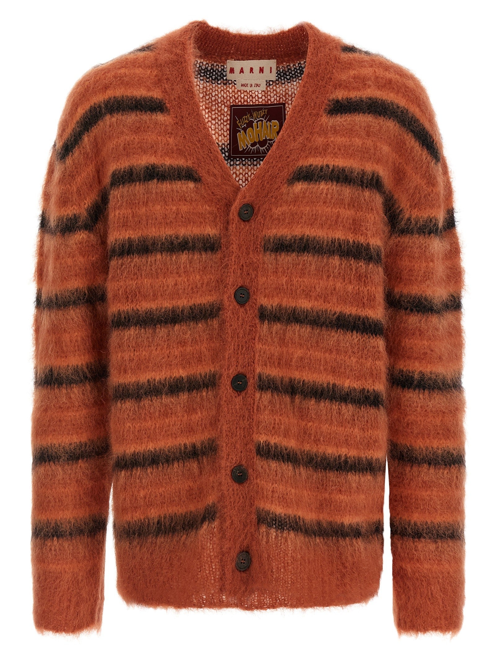 Marni Brushed Striped Cardigan Orange