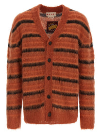 Marni Brushed Striped Cardigan Orange