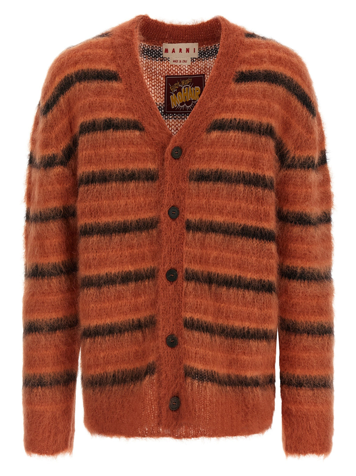 Marni Brushed Striped Cardigan Orange