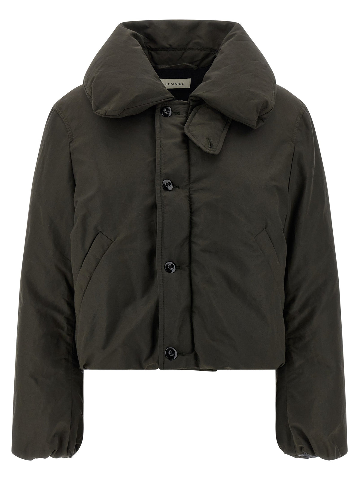 Lemaire Bubble Collar Cropped Down Jacket Brown