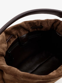 Brunello Cucinelli Women's Bucket Mellow Suede Handbag Beige