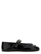 Miu Miu Buckle and Bow Ballet Flats Black