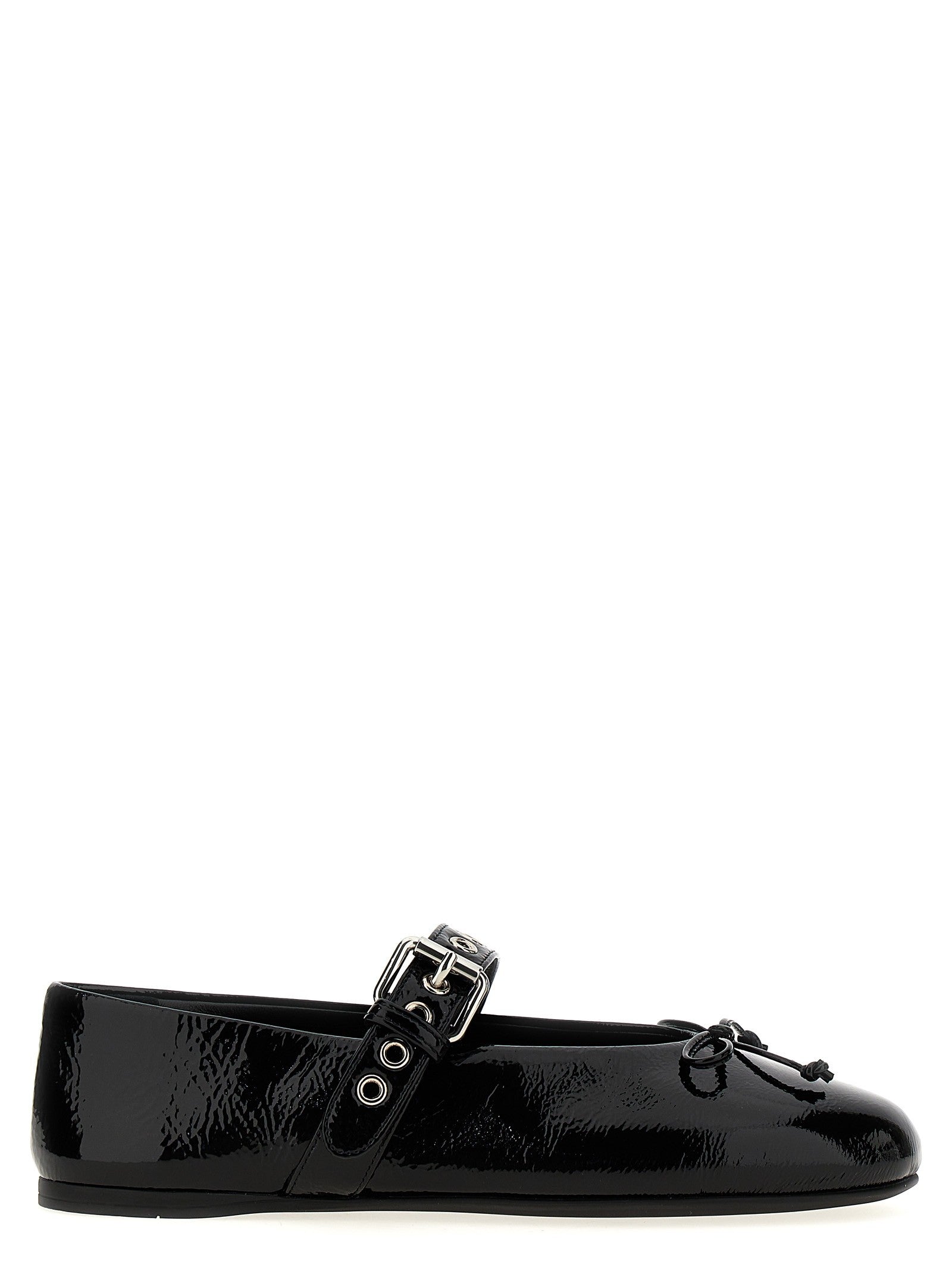 Miu Miu Buckle and Bow Ballet Flats Black