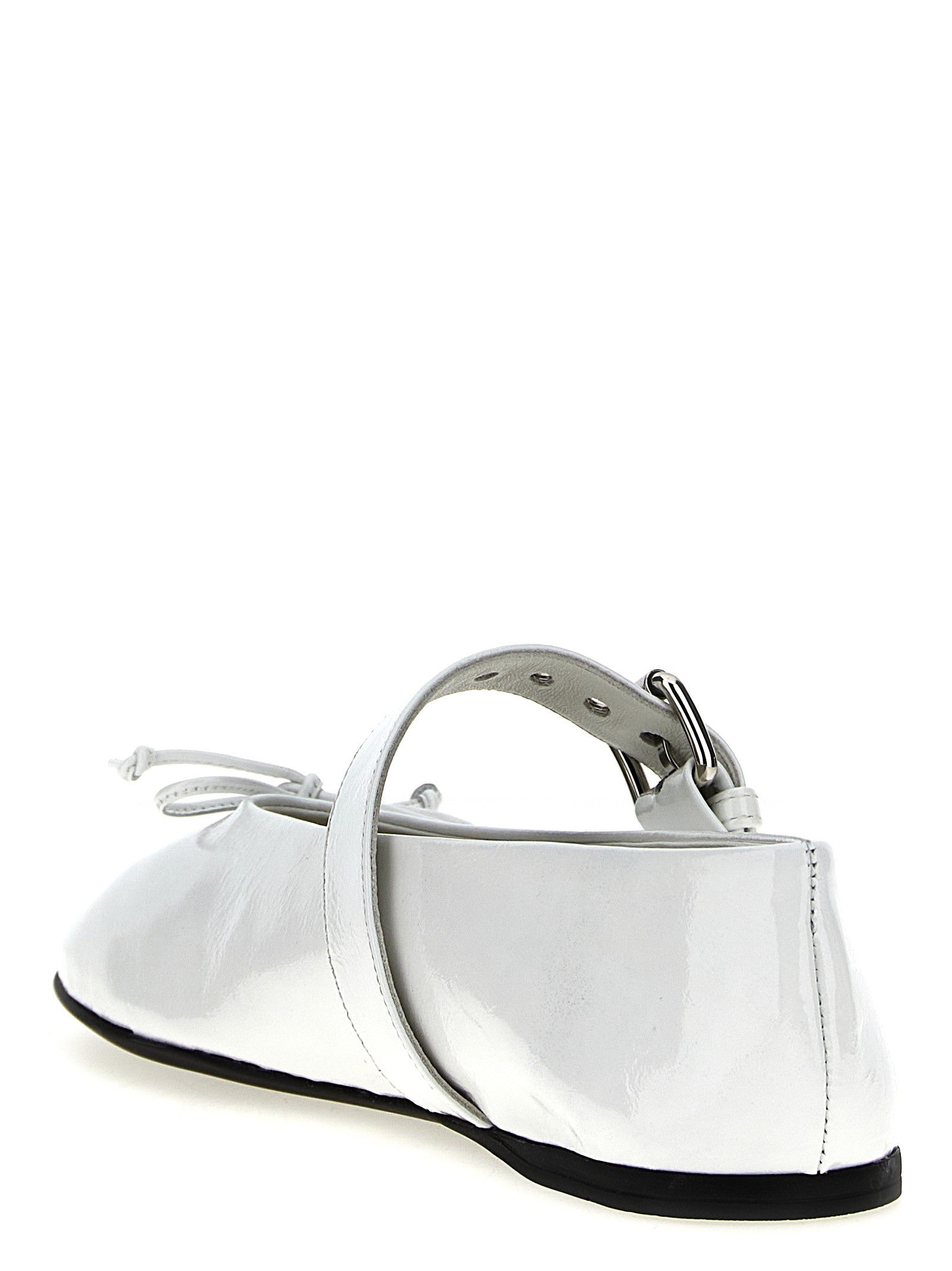 Miu Miu Buckle and Bow Ballet Flats White