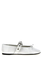 Miu Miu Buckle and Bow Ballet Flats White