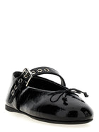 Miu Miu Buckle and Bow Ballet Flats Black, view 2