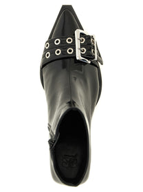Ganni Buckle Ankle Boots Black